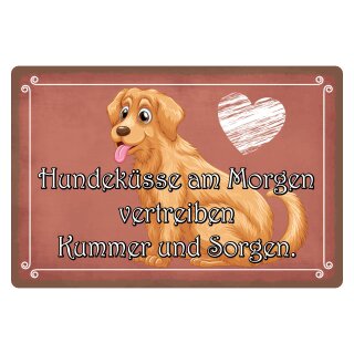 Blechschild "Hundeküsse Kummer und Sorgen" 40 x 30 cm Dekoschild Hunde