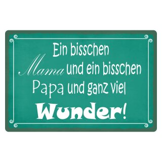 Blechschild "Bisschen Mama Papa viel Wunder" 40 x 30 cm Dekoschild Babyglück