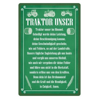 Blechschild "Traktor unser in Ewigkeit Amen" 30 x 40 cm Dekoschild Trecker