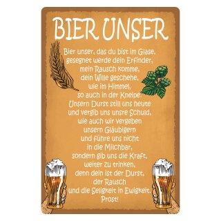 Blechschild "Bier unser in Ewigkeit Prost" 30 x 40 cm Dekoschild Biergenuss