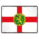 Blechschild "Flagge Alderney Retro" 40 x 30 cm...