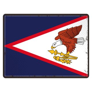 Blechschild "Flagge Amerikanisch-Samoa Retro" 40 x 30 cm Dekoschild Fahnen