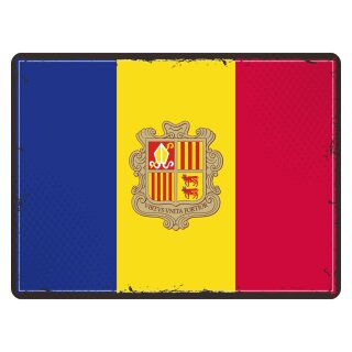 Blechschild "Flagge Andorra Retro" 40 x 30 cm Dekoschild Nationalflaggen