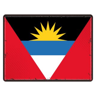 Blechschild "Flagge Antigua und Barbuda Retro" 40 x 30 cm Dekoschild Länderflagge