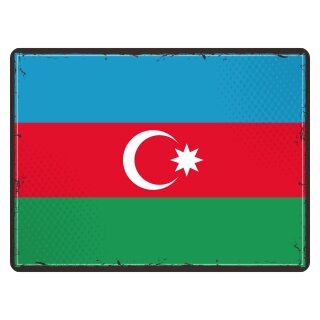 Blechschild "Flagge Aserbaidschan Retro" 40 x 30 cm Dekoschild Länderflagge
