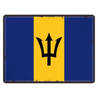Blechschild "Flagge Barbados Retro" 40 x 30 cm Dekoschild Länderfahnen