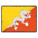 Blechschild "Flagge Bhutan Retro" 40 x 30 cm...