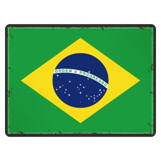 Blechschild "Flagge Brasilien Retro" 40 x 30 cm Dekoschild Länderfahnen
