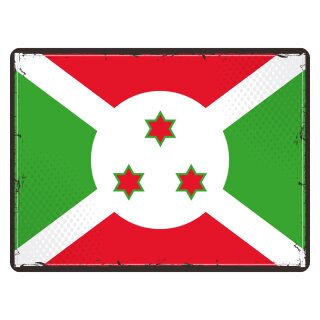 Blechschild "Flagge Burundi Retro" 40 x 30 cm Dekoschild Länderfahnen