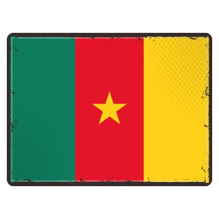 Blechschild "Flagge Kamerun Retro" 40 x 30 cm Dekoschild Länderflagge