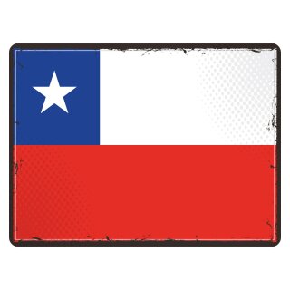 Blechschild "Flagge Chile Retro" 40 x 30 cm Dekoschild Fahnen