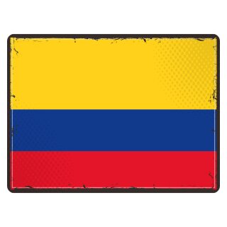 Blechschild "Flagge Kolumbien Retro" 40 x 30 cm Dekoschild Länderflagge