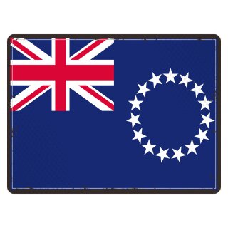 Blechschild "Flagge Cookinseln Retro" 40 x 30 cm Dekoschild Länderfahnen