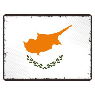 Blechschild "Flagge Zypern Retro" 40 x 30 cm Dekoschild Nationalflaggen