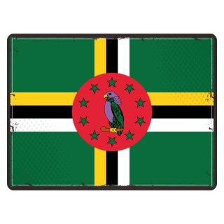 Blechschild "Flagge Dominica Retro" 40 x 30 cm Dekoschild Nationalflaggen