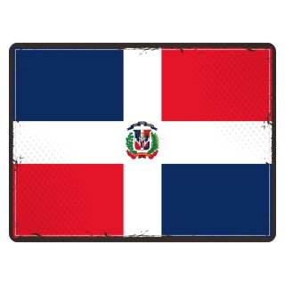 Blechschild "Flagge Dominikanische Republik Retro" 40 x 30 cm Dekoschild Länderfahnen