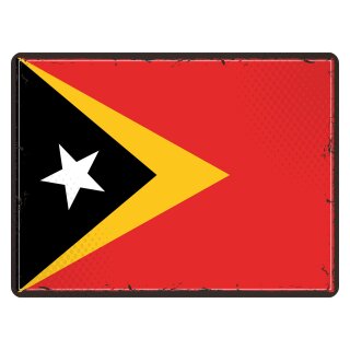 Blechschild "Flagge Osttimor Retro" 40 x 30 cm Dekoschild Osttimor Flagge