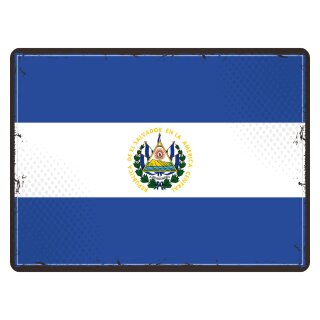 Blechschild "Flagge El Salvador Retro" 40 x 30 cm Dekoschild Nationalflaggen
