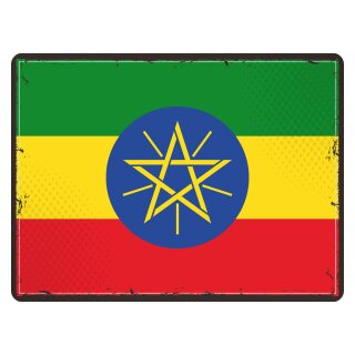 Blechschild "Flagge Äthiopien Retro" 40 x 30 cm Dekoschild Nationalflaggen