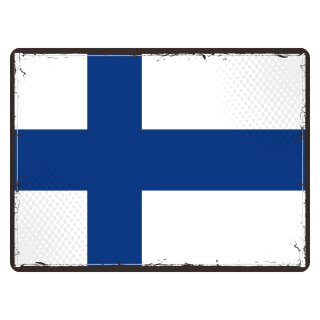 Blechschild "Flagge Finnland Retro" 40 x 30 cm Dekoschild Fahnen