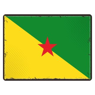 Blechschild "Flagge Französisch-Guayana Retro" 40 x 30 cm Dekoschild Länderfahnen