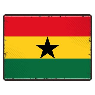 Blechschild "Flagge Ghana Retro" 40 x 30 cm Dekoschild Länderfahnen