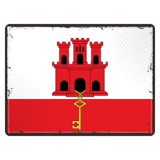 Blechschild "Flagge Gibraltar Retro" 40 x 30 cm Dekoschild Gibraltar Flagge