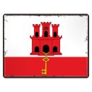 Blechschild "Flagge Gibraltar Retro" 40 x 30 cm...