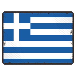 Blechschild "Flagge Griechenland Retro" 40 x 30 cm Dekoschild Länderflagge