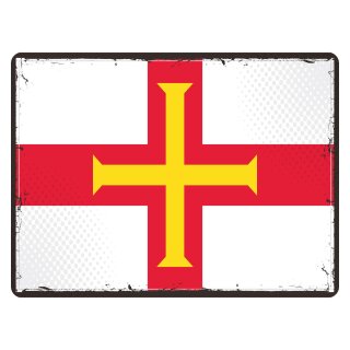 Blechschild "Flagge Guernsey Retro" 40 x 30 cm Dekoschild Länderflagge