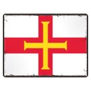 Blechschild "Flagge Guernsey Retro" 40 x 30 cm...