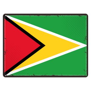Blechschild "Flagge Guyana Retro" 40 x 30 cm Dekoschild Länderfahnen
