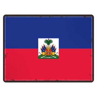 Blechschild "Flagge Haiti Retro" 40 x 30 cm Dekoschild Haiti Flagge