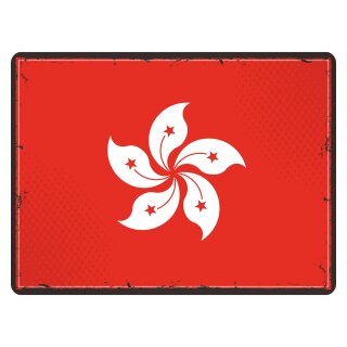 Blechschild "Flagge Hongkong Retro" 40 x 30 cm Dekoschild Nationalflaggen