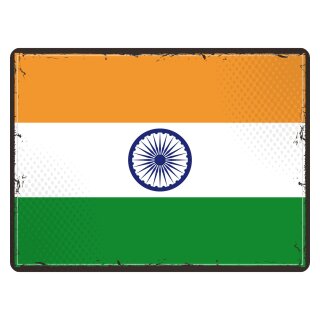 Blechschild "Flagge Indien Retro" 40 x 30 cm Dekoschild Länderflagge