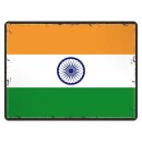 Blechschild "Flagge Indien Retro" 40 x 30 cm...