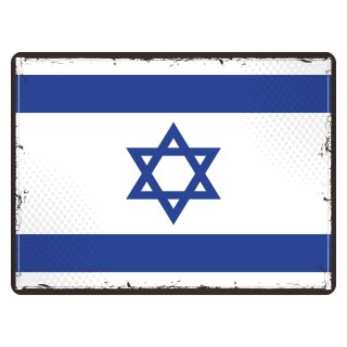Blechschild "Flagge Israel Retro" 40 x 30 cm Dekoschild Fahnen