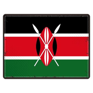 Blechschild "Flagge Kenia Retro" 40 x 30 cm Dekoschild Nationalflaggen