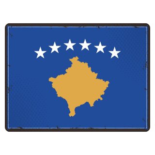 Blechschild "Flagge Kosovo Retro" 40 x 30 cm Dekoschild Kosovo Flagge