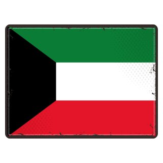 Blechschild "Flagge Kuwait Retro" 40 x 30 cm Dekoschild Länderflagge