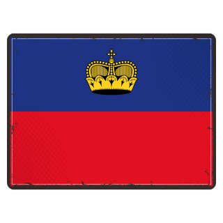 Blechschild "Flagge Liechtenstein Retro" 40 x 30 cm Dekoschild Länderfahnen