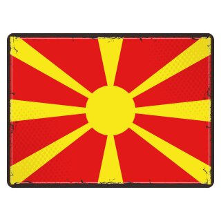Blechschild "Flagge Mazedonien Retro" 40 x 30 cm Dekoschild Nationalflaggen