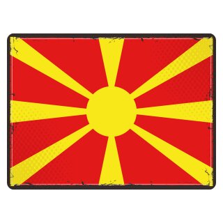 Blechschild "Flagge Mazedonien Retro" 40 x 30 cm Dekoschild Nationalflaggen