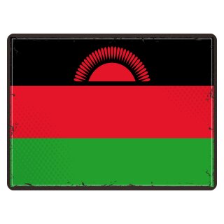 Blechschild "Flagge Malawi Retro" 40 x 30 cm Dekoschild Länderflagge