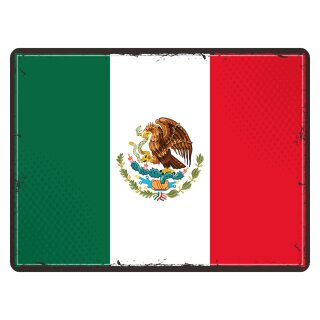 Blechschild "Flagge Mexiko Retro" 40 x 30 cm Dekoschild Nationalflaggen