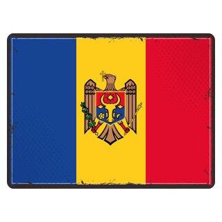 Blechschild "Flagge Moldawien Retro" 40 x 30 cm Dekoschild Moldawien Flagge