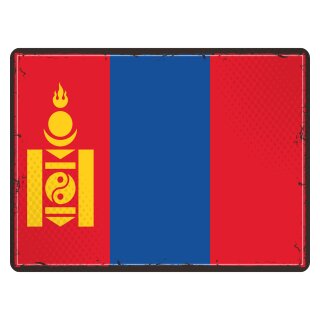 Blechschild "Flagge Mongolei Retro" 40 x 30 cm Dekoschild Fahnen