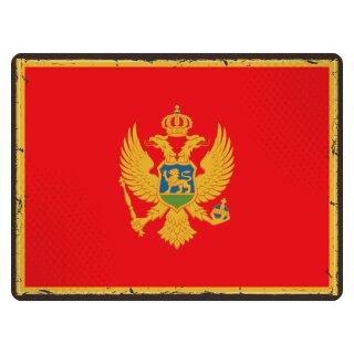 Blechschild "Flagge Montenegro Retro" 40 x 30 cm Dekoschild Nationalflaggen