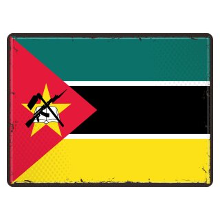 Blechschild "Flagge Mosambik Retro" 40 x 30 cm Dekoschild Mosambik Flagge