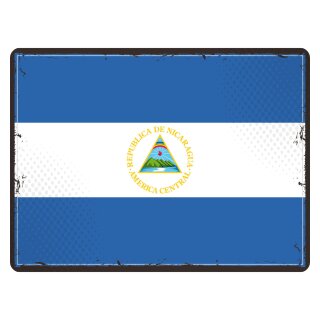 Blechschild "Flagge Nicaragua Retro" 40 x 30 cm Dekoschild Nationalflaggen